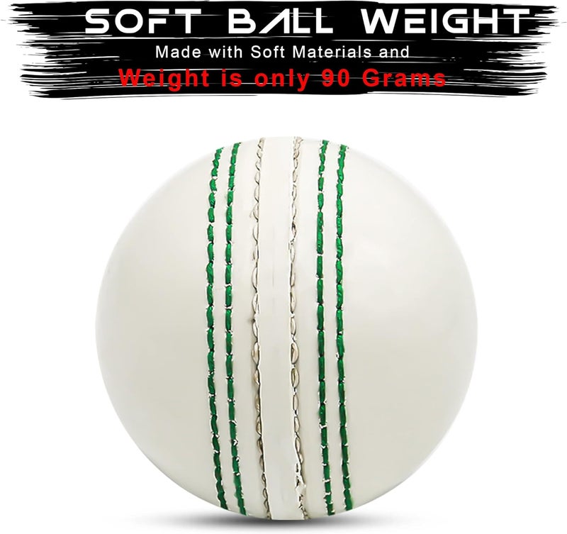 SialPro Soft Cricket Rubber Ball Set Indoor/Outdoor Play for Junior Youth Adult Training, Coaching, Practice Excellent Bounce with Durable Traditional Seams Stitched - Image 2